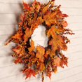 thumbnail image 3 of Dserhfy Autumn Peony Pumpkin Wreath Artificial Twig Garland Vintage Floral Garland Seasonal Door Hanger for Thanksgiving Harvest Decor, 3 of 7