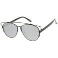 thumbnail image 2 of sunglassLA - Technologic Full Metal Crossbar Flash Mirror Flat Lens Aviator Sunglasses - 54mm, 2 of 4