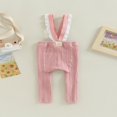 thumbnail image 2 of EIMELI Baby Suspender Pants Sleeveless Lace Trim Ribbed Knit Overalls Leggings, 2 of 6