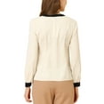 thumbnail image 3 of Allegra K Women's Split V Neck Pleated Front Contrast Color Blouse Top, 3 of 6