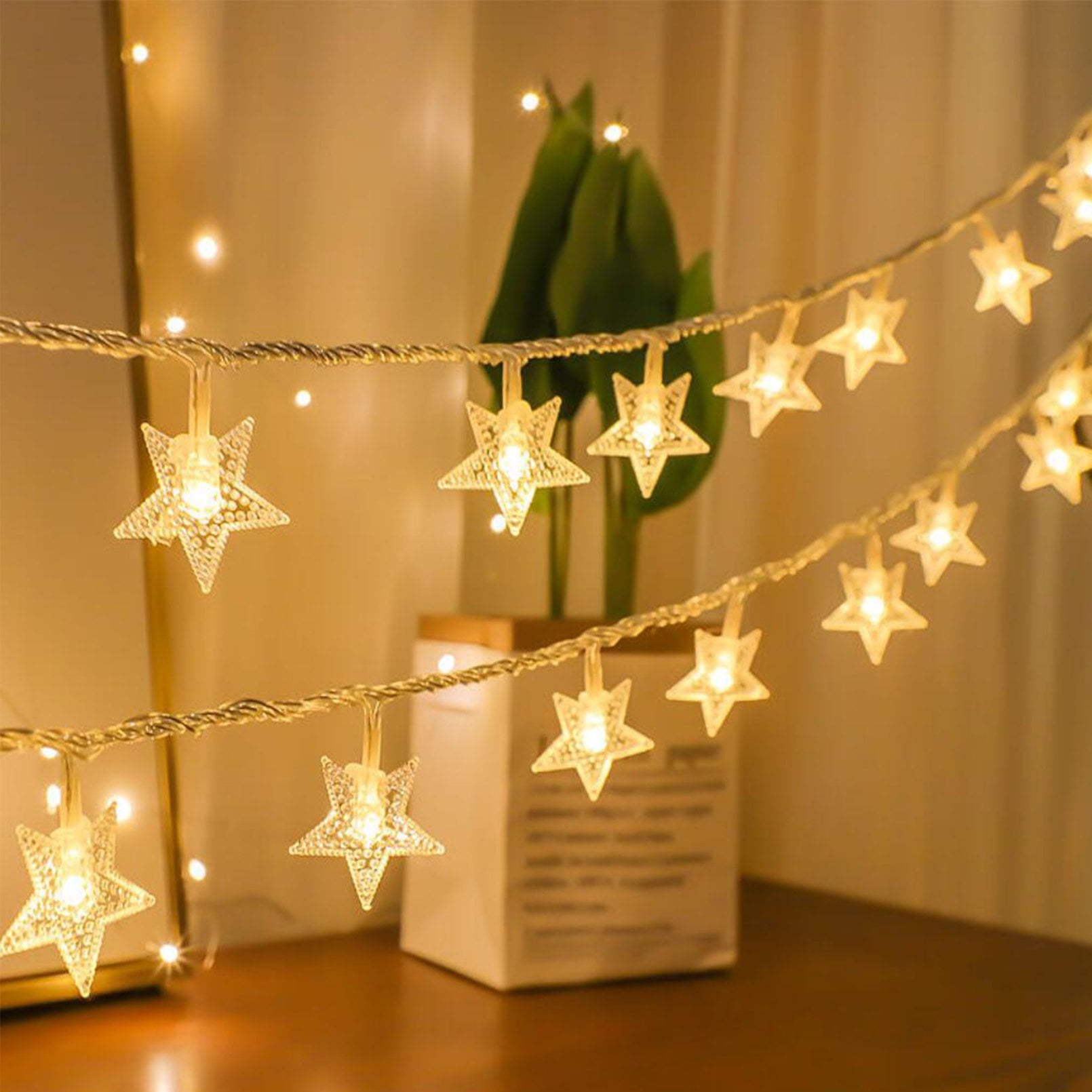 30LED Star Lights Warm White Battery Operated Fairy String for Indoor Party Xmas 