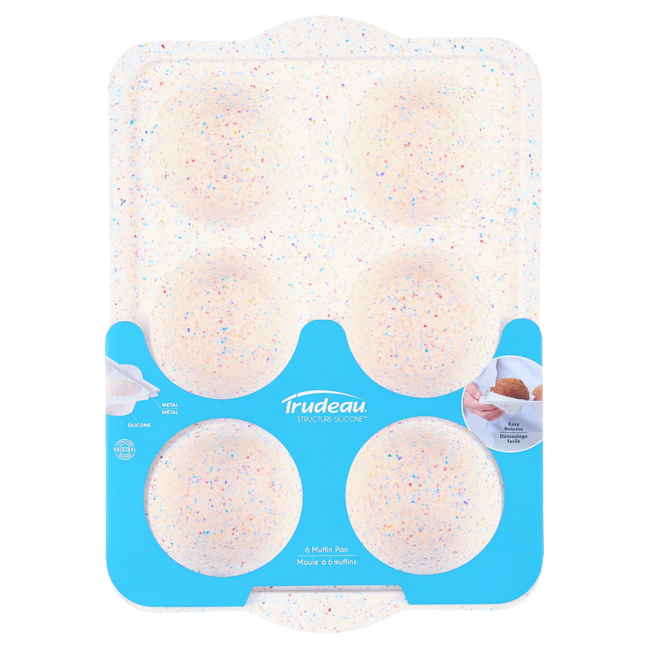 (4 pack) Trudeau Jumbo Structured Silicone Muffin Pan 6ct – For Muffins, Cupcakes, Individual Pies, Rice Krispies Treats, Egg Bites, Mac & Cheese Cups, Gratin Cups, Tartlets & Spinach Puffs
