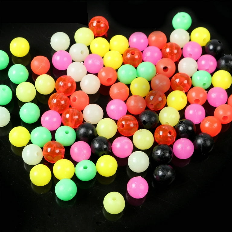 100Pcs 4/5/6mm Hard Plastic Round Floating Fishing Beads Mixed