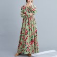 thumbnail image 3 of Vestido de mujer Estampado floral O-cuello Manga larga Vintage Casual Playa suelta Vacaciones Eccomum XX-grande, 3 of 7