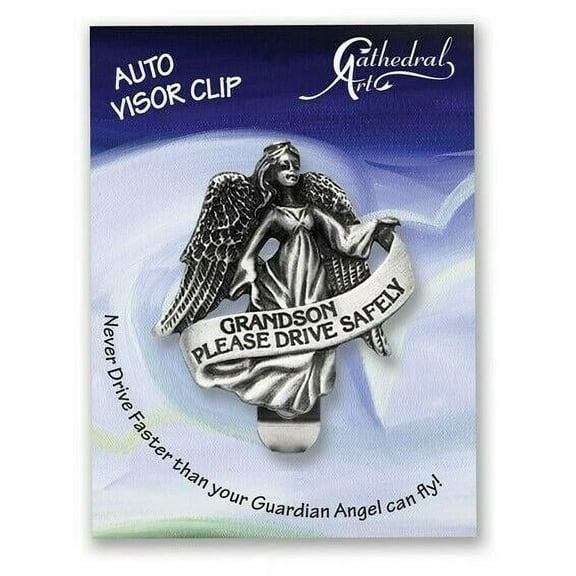 Drive Safely Grandson Visor Clip - Perfect Religious Gift
