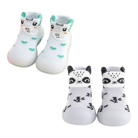 

PANGF Children s Shoes Stripes Toddler Baby Girls Boys Sock Shoe Elastic Indoor Slipper First Cartoon Cats Soft Sole Rubber Shoes