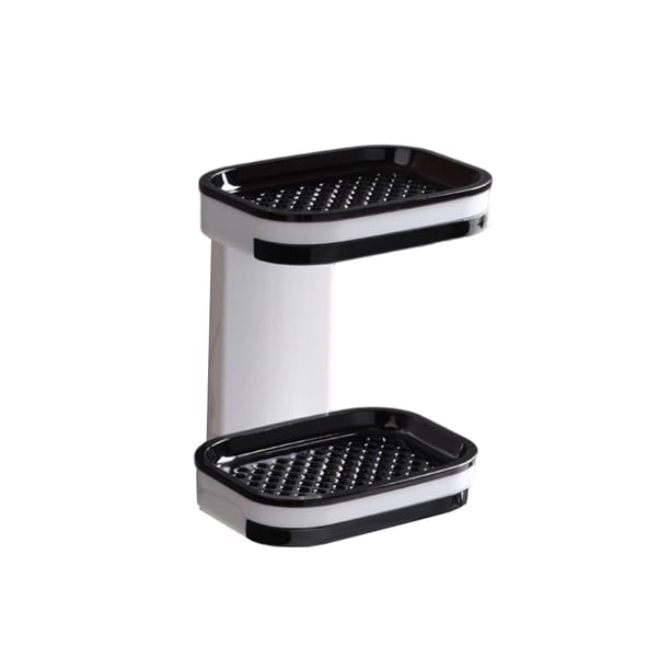 Organizador de esponja montado en la pared, caja de almacenamiento de agua a prueba de humedad, estuche organizador de artículos de tocador, Juegos de accesorios de baño Capas dobles negras Ounissouiy HA070997-03