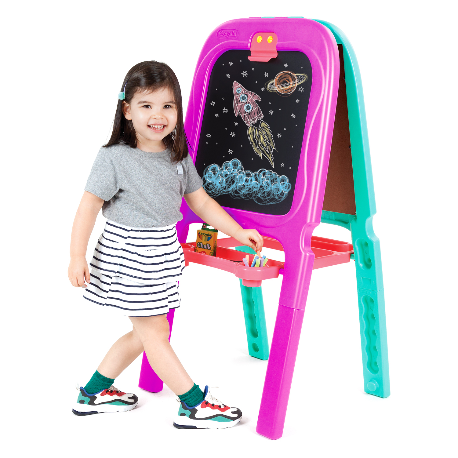 Crayola Purple & Turquoise 3-in-1 Double Easel With Storage, 77 Magnetic Letters/Numbers + 2 Sticker Sheets - image 2 of 8