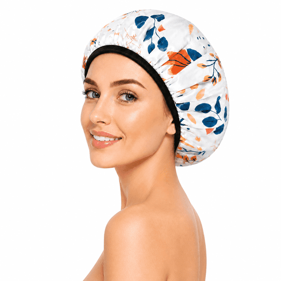 Keeygo Terry Lined Waterproof Shower Cap, Extra Large, Multicolor