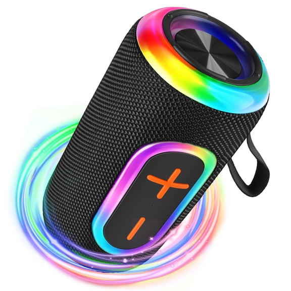 Bluetooth Speaker Waterproof,HopePow Portable Wireless Bluetooth 5.3 Speaker Waterproof IPX6 Bluetooth Speaker with FM Radio,Handsfree,3.5mm Aux-in/TF Card Home,Party,Outdoor,Black