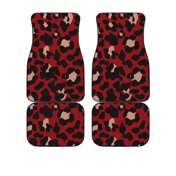 Cheetah Mats for Car Cheetah Red Customized Car Floor Mats Universal Fit Auto Floor Mats Set of 4 Fit Most Vehicle