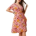 thumbnail image 1 of Vestido de talla grande para mujer Vestido informal de manga corta con cuello en V estampado fl Abanopi Vestido, 1 of 7