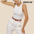 thumbnail image 4 of Women Black Casual Leather Belt with Gold Buckle Ladies Dress Belt for Jeans Pants, 4 of 6