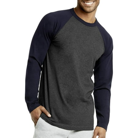 DailyWear Mens Casual Long Sleeve Plain Baseball Cotton T Shirts (Navy/C.Grey, (Best Mens Shirts Casual)