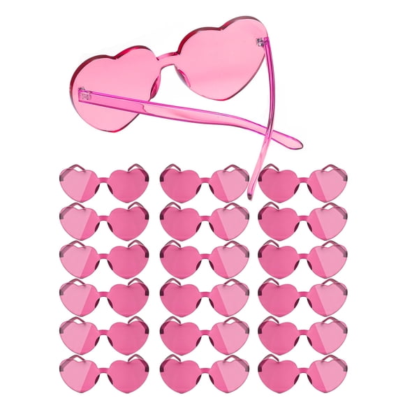Gafas de sol en forma de corazón MIUSKATL sin montura, 18 pares en color rosa