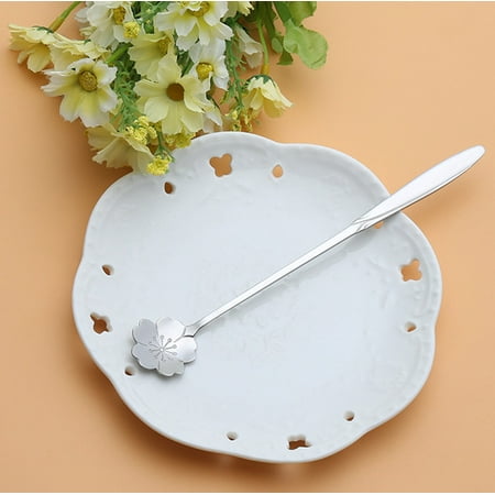 

Vintage Flower Shape Icecream Tea Coffee Spoon Small Condiment Spoons Sugar Soup Kitchen Tool hanitom
