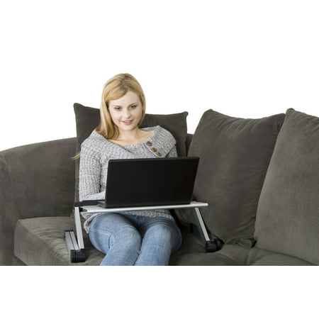 WorkEZ Executive Adjustable Ergonomic Laptop Cooling Stand Lap Desk for Bed Couch with 2 Fans & 3 USB Ports folding aluminum desktop riser tray height tilt angle portable macbook cooler