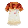 thumbnail image 4 of LNZGNM Womens Scrub Top V Neck Pocket Leaf Print Short Sleeve Loose Fit Comfortable with Pockets and Stretch Healthcare Daily Shift,Saffron(S), 4 of 6