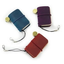 3 Colors Mini Size with Leather Cover and Strap, Refillable Personalized Tiny Travel Journal 1.9 x 1.3in(4.8 x 3.2cm), Blank Pocket Diary
