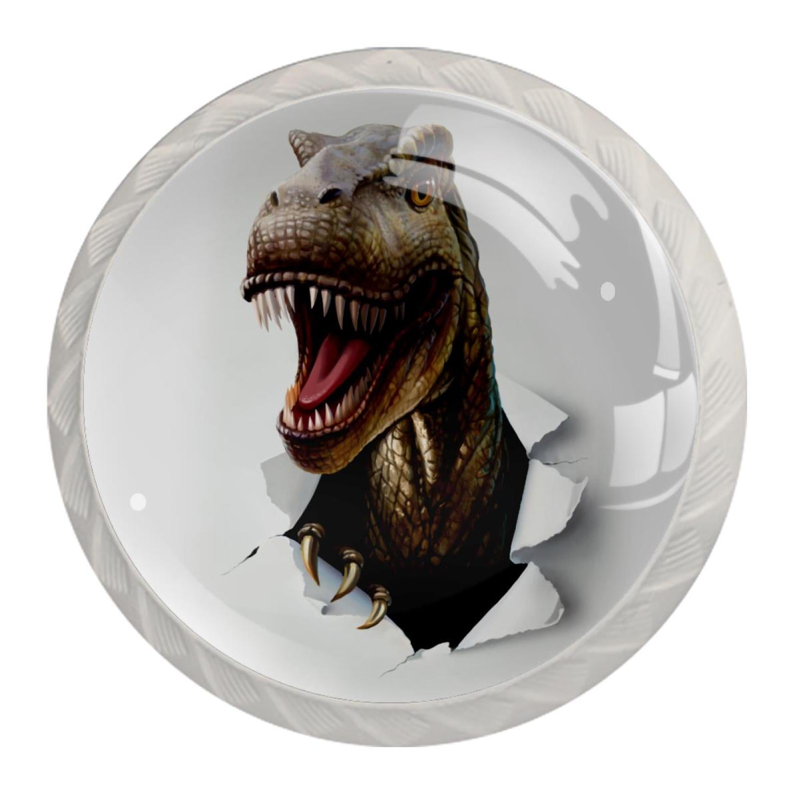 Ownta Angry Dinosaur Round Glass Drawer Handles Knobs Pulls with screws ...