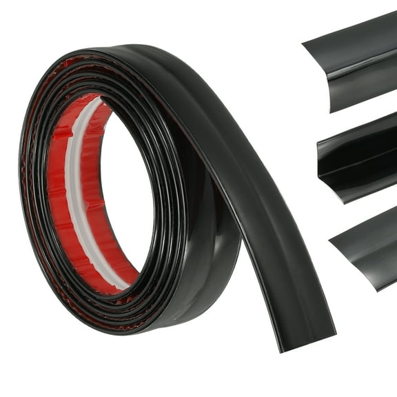 3-in-1 Peel and Stick Trim, 0.8in x 3.2 ft Multifunctional Wall Molding Trim, Flexible Edge Guard Molding Self-Adhesive Caulk Strip for Floor, Table, Door Frame, Shiny Black