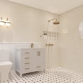 thumbnail image 2 of Ayna Decors Rooh 36 in White Bathroom Vanity Set with White Quartz Countertop and Brass Faucet | Pop-Up Drain and P-Trap Included | Gold Hardware, 2 of 10