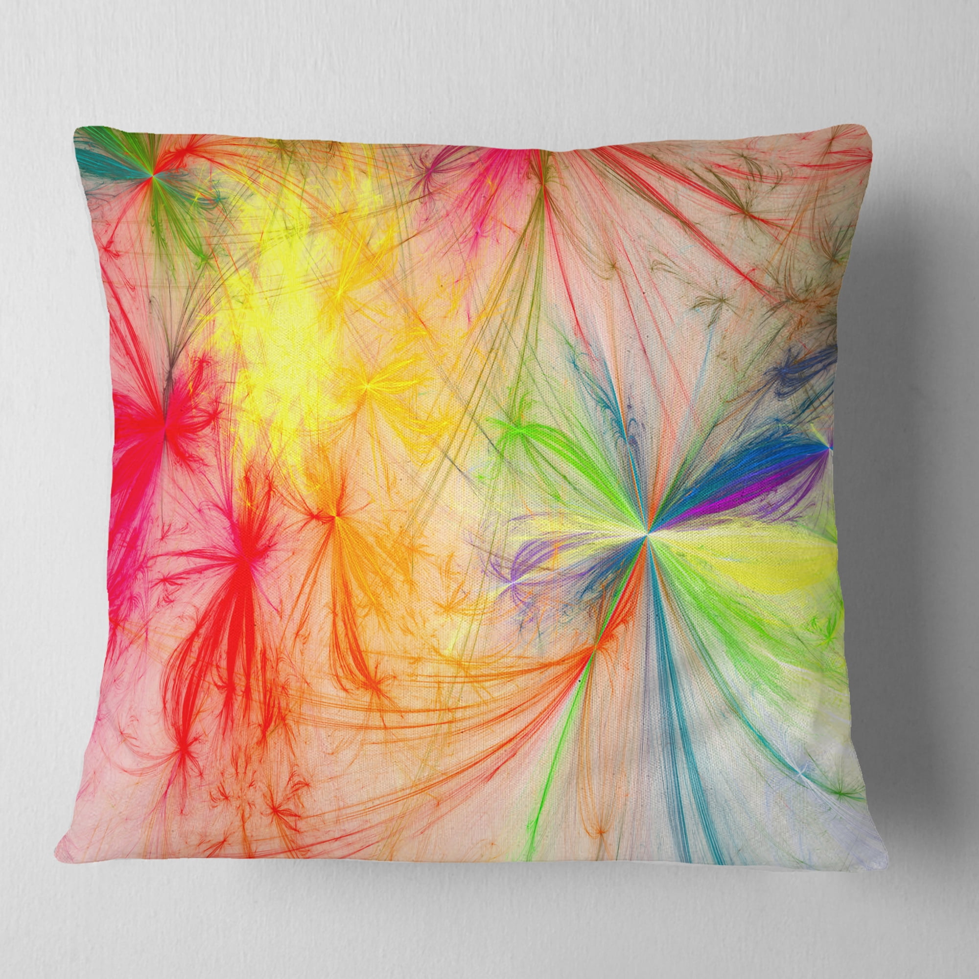 Designart Christmas Fireworks Colorful - Abstract Throw Pillow - 16x16