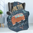 thumbnail image 4 of Hippie Soft Flannel Fleece Throw Blanket, Groovy Words Flowers Dots and Drop Like Ornaments Print, Cozy Plush for Indoor and Outdoor Use, 70" x 90", Dark Blue, by Ambesonne, 4 of 5