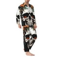 thumbnail image 2 of Sikiie Flower Horn Skull Mens Pajama Set, Soft Warm Long Sleeve Sleepwear, Cozy Button-Down Pjs for Men-Medium, 2 of 7
