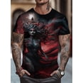 thumbnail image 4 of Men's 3D Digital Printed Medusa with Greek Pattern T-Shirt - Red and Black Mythical Design, Casual Crew Neck Short Sleeve Summer Top, Machine Washable Personality, 4 of 6