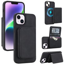 Case For iPhone 15 RFID Blocking Protective Purse Case With Magsafe Kickstand 2 In 1 Detachabl Flip Horizontal multi-slot card holder Shockproof Protective Leather Cover,Black,For iPhone 15