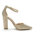 thumbnail image 2 of Dream Pairs Women Fashion Ankle Strap Pump Shoes High Chunky Heel Pump Shoes Pointed Toe Dress Shoes For Women COCO GOLD/GLITTER Size 7, 2 of 3