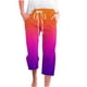 thumbnail image 2 of ICHUANYI Clearance Women's Casual Solid Elastic Waist Loose Long Pants With Pocket Capris(Orange, S) ICHUANYI WER2023081114766, 2 of 5