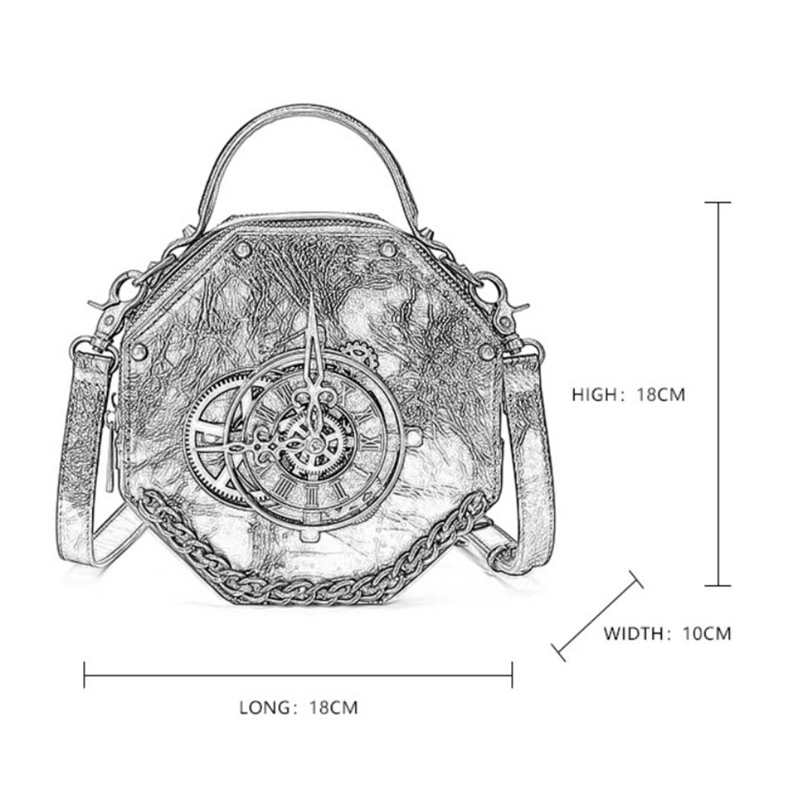Steampunk Gothic Bag Clock Purse Handbag Retro Satchel PU Leather Shoulder Bag Costume for Women Girls Lady