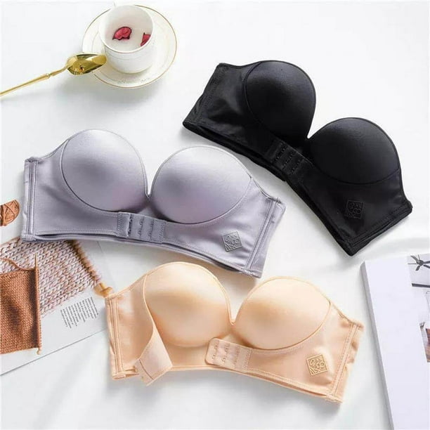 thinsony Womens Bra Strapless Lingerie Front Closure Brassiere Skin Color  38AB 
