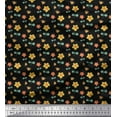 thumbnail image 1 of Soimoi Black Rayon Fabric Leaves,Light Bug & Floral Clip Art Printed Craft Fabric by the Yard 42 Inch Wide, 1 of 3