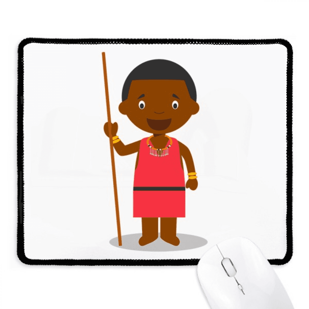 Black Kenya Cartoon Mousepad Stitched Edge Mat Rubber Gang Pad