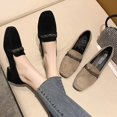 thumbnail image 2 of 2021 Otoño Invierno mujeres mocasines tacones bajos zapatos náuticos zapatos de vestir de punta cuadrada cadena imitación gamuza felpa cálido señoras Shoes37 Gao Jinjia LED, 2 of 2