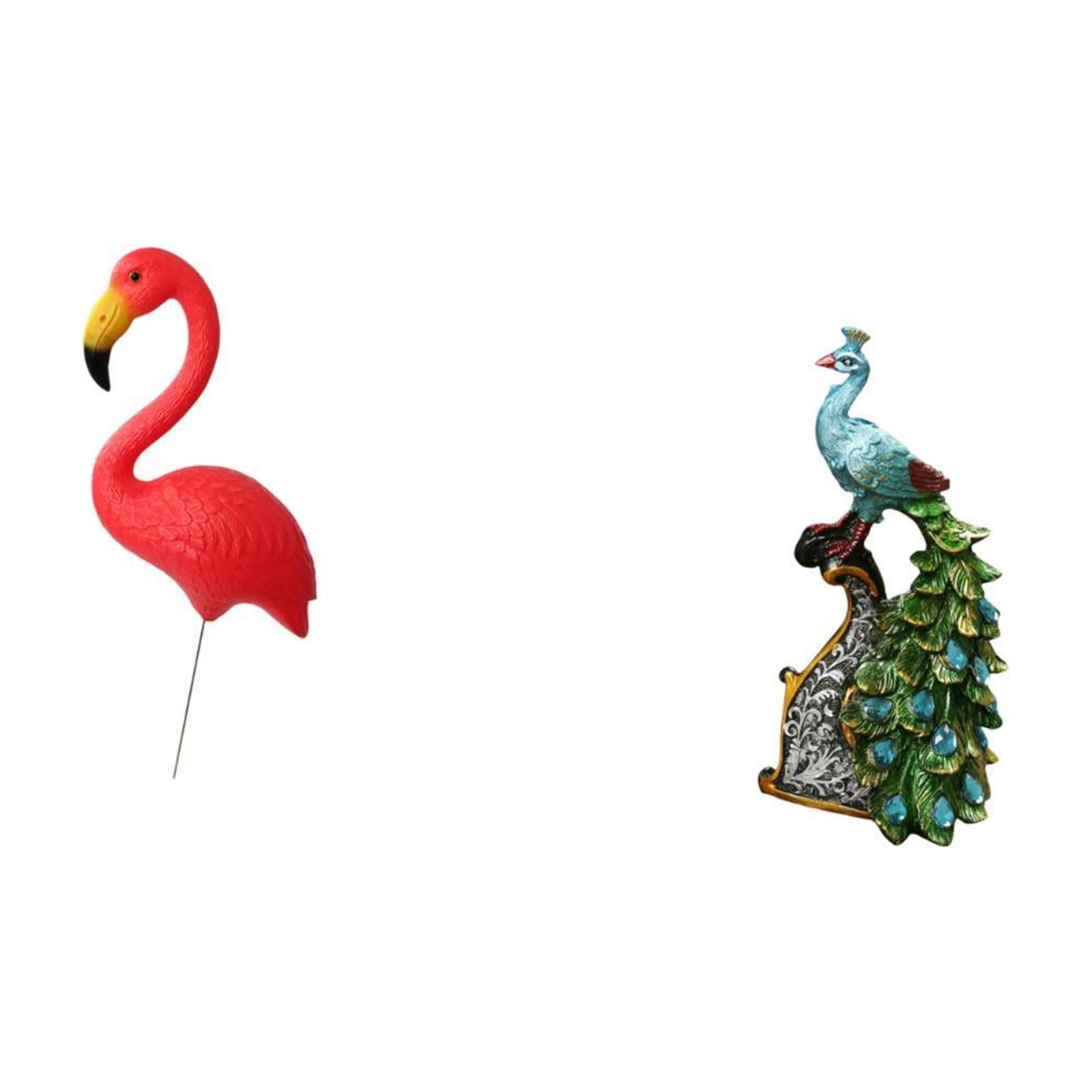 simhoa Flamingo Peacock Garden Sculpture Ornament for Holiday Spring Yard Art and Elegant Tabletop Animal Figurine for Home Bedroom Office Living Room Decoration
