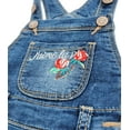 thumbnail image 4 of Kidscool Space Baby&Little Girls Letter Rose Embroidered Stretchy Cotton Denim Overalls,Blue,2-3 Years, 4 of 6