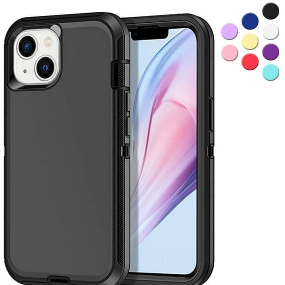 Entronix Heavy Duty Case Compatible with iPhone 14, Shockproof Hard Cover, Black
