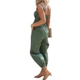 thumbnail image 4 of SLADYGLO Women Sleeveless Front Zipper Elastic Trimmed Lace Up Waist Side Pocket Jumpsuits, 4 of 4