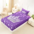 thumbnail image 4 of Erosebridal 3D Princess Crown Twin Sheet Sets,Purple Sequin Print Bedding For Girls Kids 3 Pieces, 4 of 6