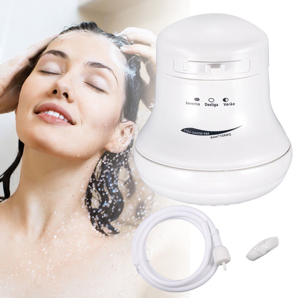 LEEYNEER 110V 5400W Electric Shower Head Instant Hot Water Bath Heater Boiler Tool Showe