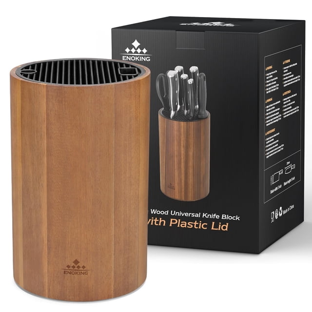 Soporte para cuchillos Enoking Universal de madera de acacia con tapa