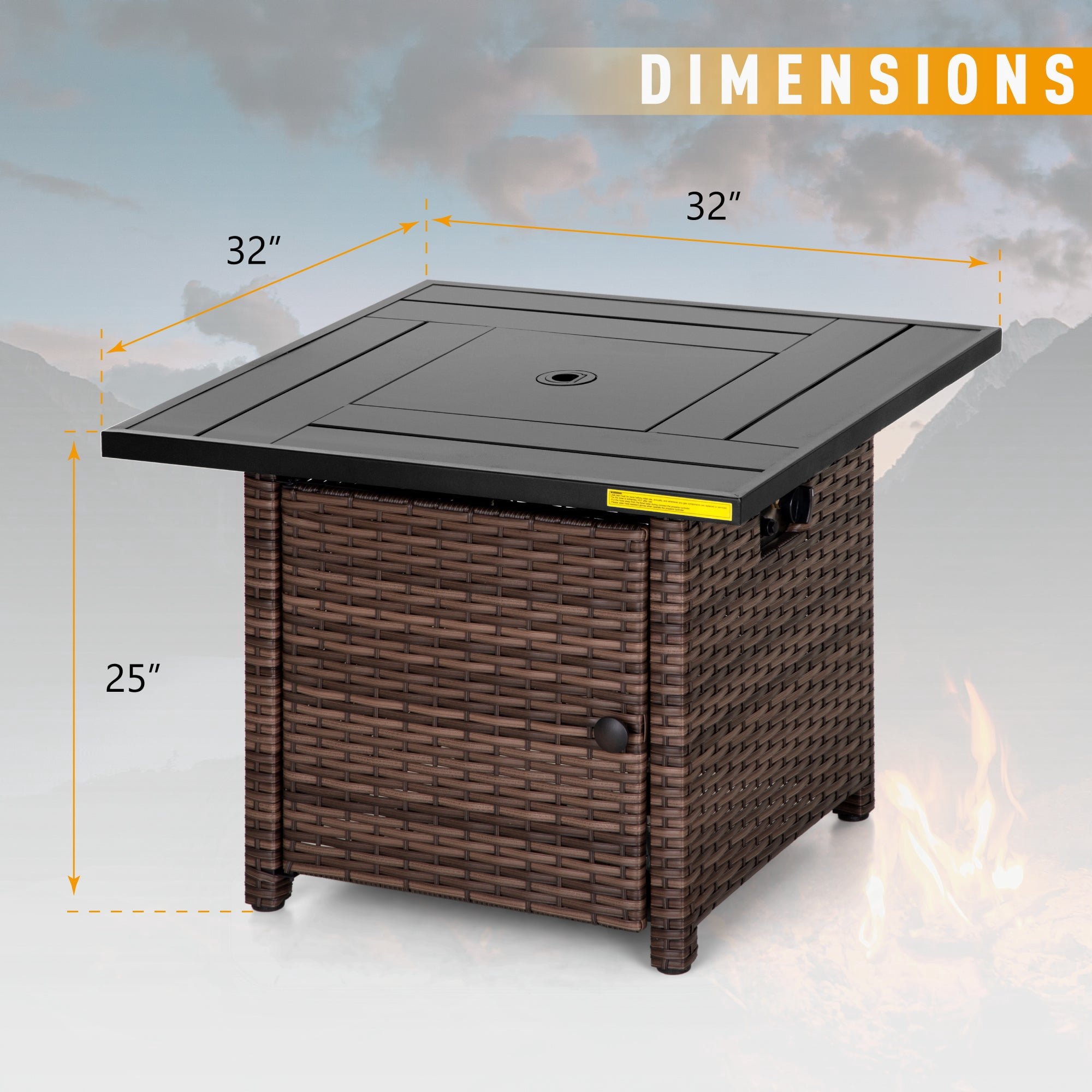 Sophia & William 32" Outdoor Patio Gas Fire Pit Table 50,000 BTU