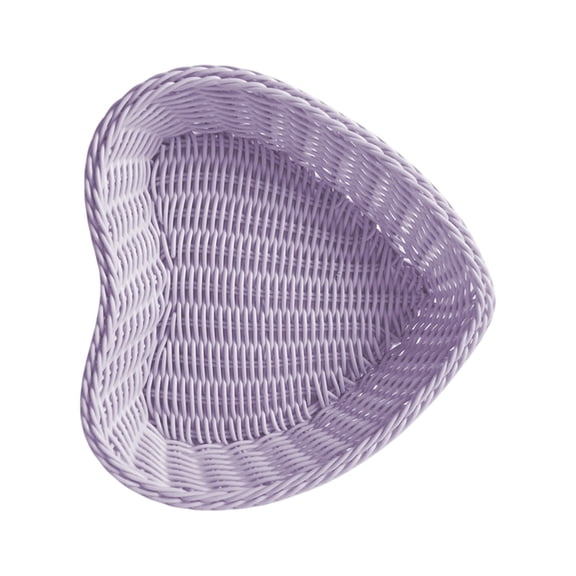 Oioii Heart Shaped Desktop Storage Basket, Plastic Rattan Woven Organizer for Remote Control, Wedding Candy Box, Jewellery and Home Sundries,Purple