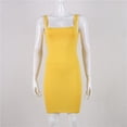 thumbnail image 6 of YCNYCHCHY 2022 Square Neck Sleeveless Shoulder Bodycon Mini Dress Women Summer Black Backless Party Sexy Yellow Clubwear Dresses, 6 of 6