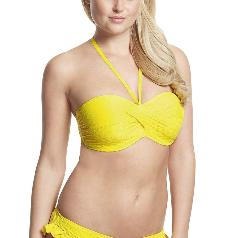 Cleo by Panache Matilda Underwire Padded Twist Bandeau Bikini Top  (CW0083),30D,Yellow 