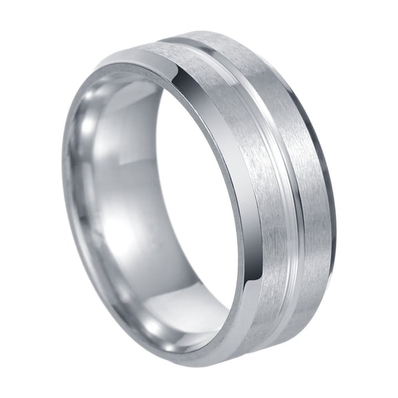 Womens Stainless Steel Geometric Ring Electroplated Fashion Jewelry Band 8mm Wide and 2mm Thick Silver Ring Black Ring
